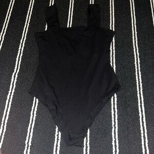 H&M Black Square Neck Wide Strap Bodysuit